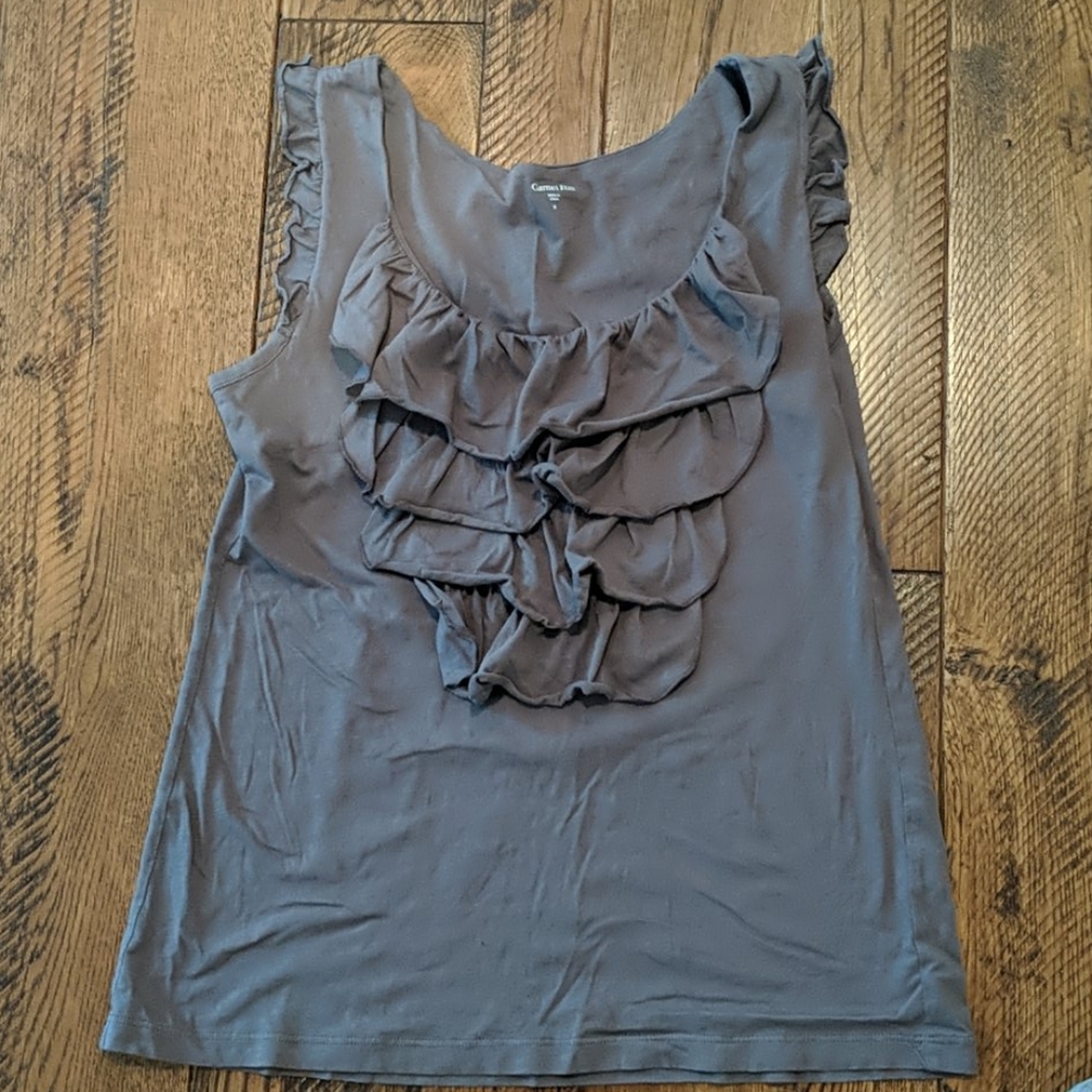 3/$15 EUC Garnet Hill Tank top with ruffle size S